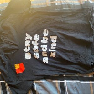 Thanks for social distancing V cut black shirt